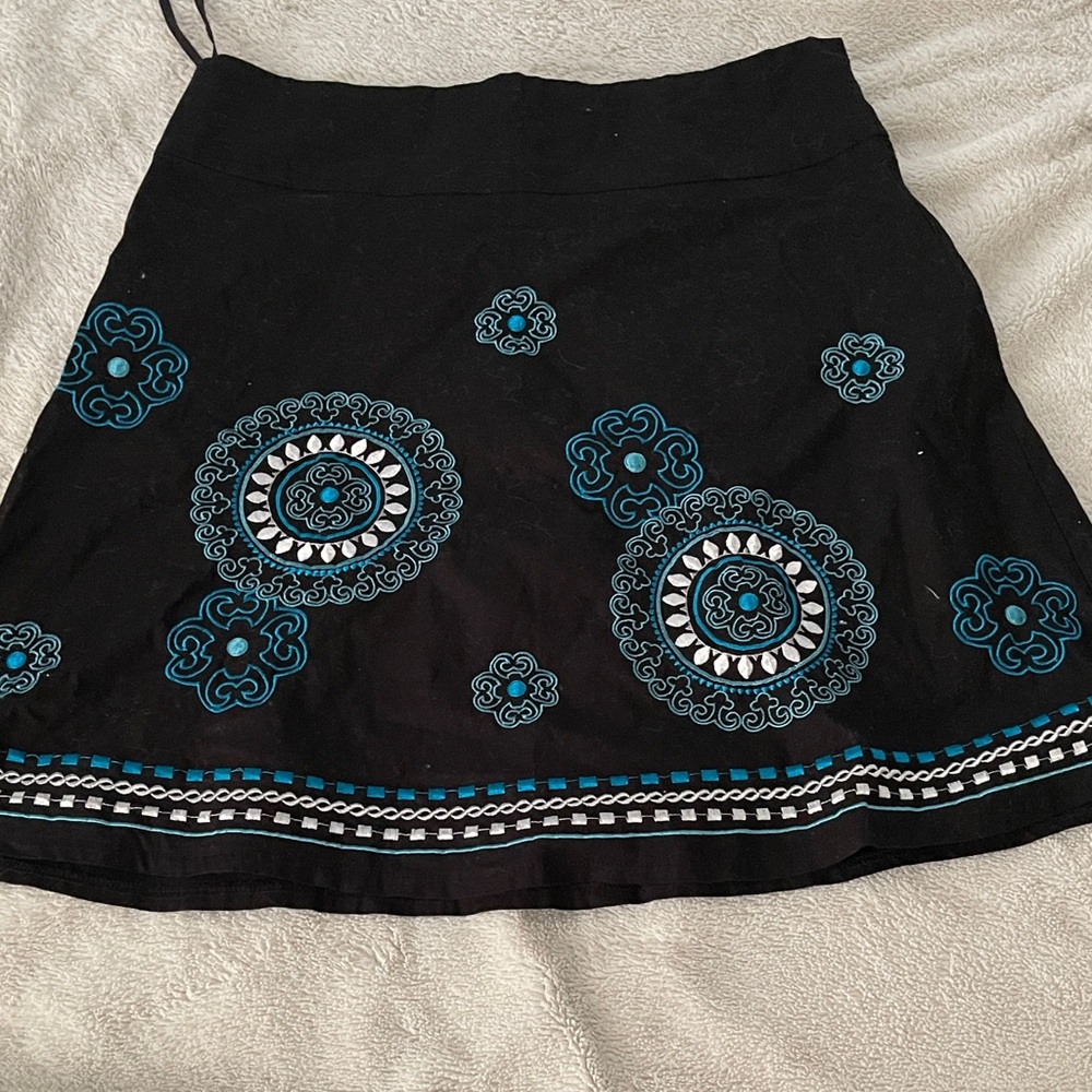 Heart Soul Black Embroidered Circle Pattern Skirt Women’s 11